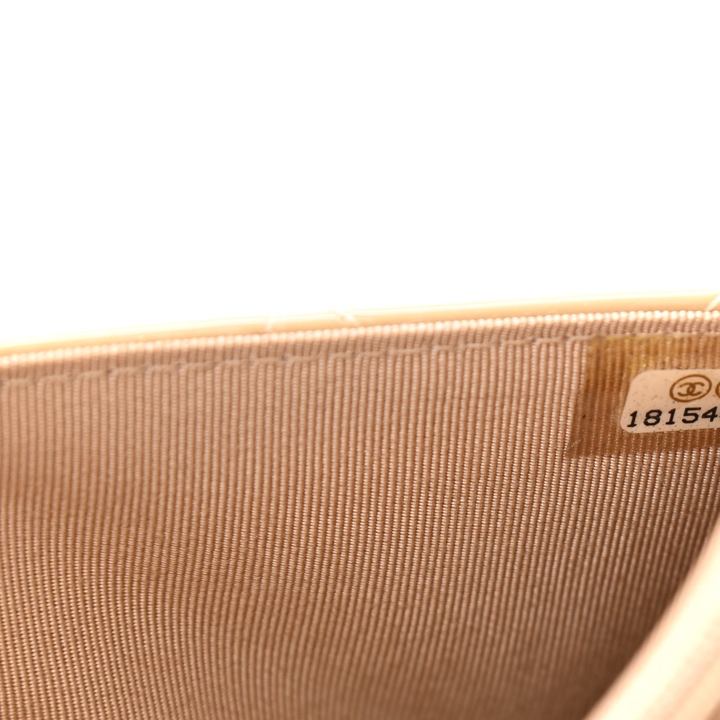 Patent Quilted Wallet On Chain WOC Beige