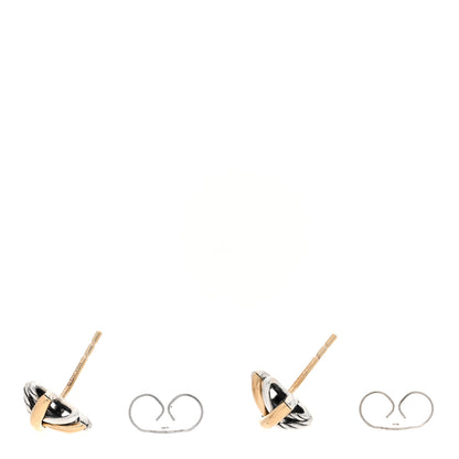 David Yurman Sterling Silver 18K Yellow Gold Crossover Stud Earrings 3 of 4
