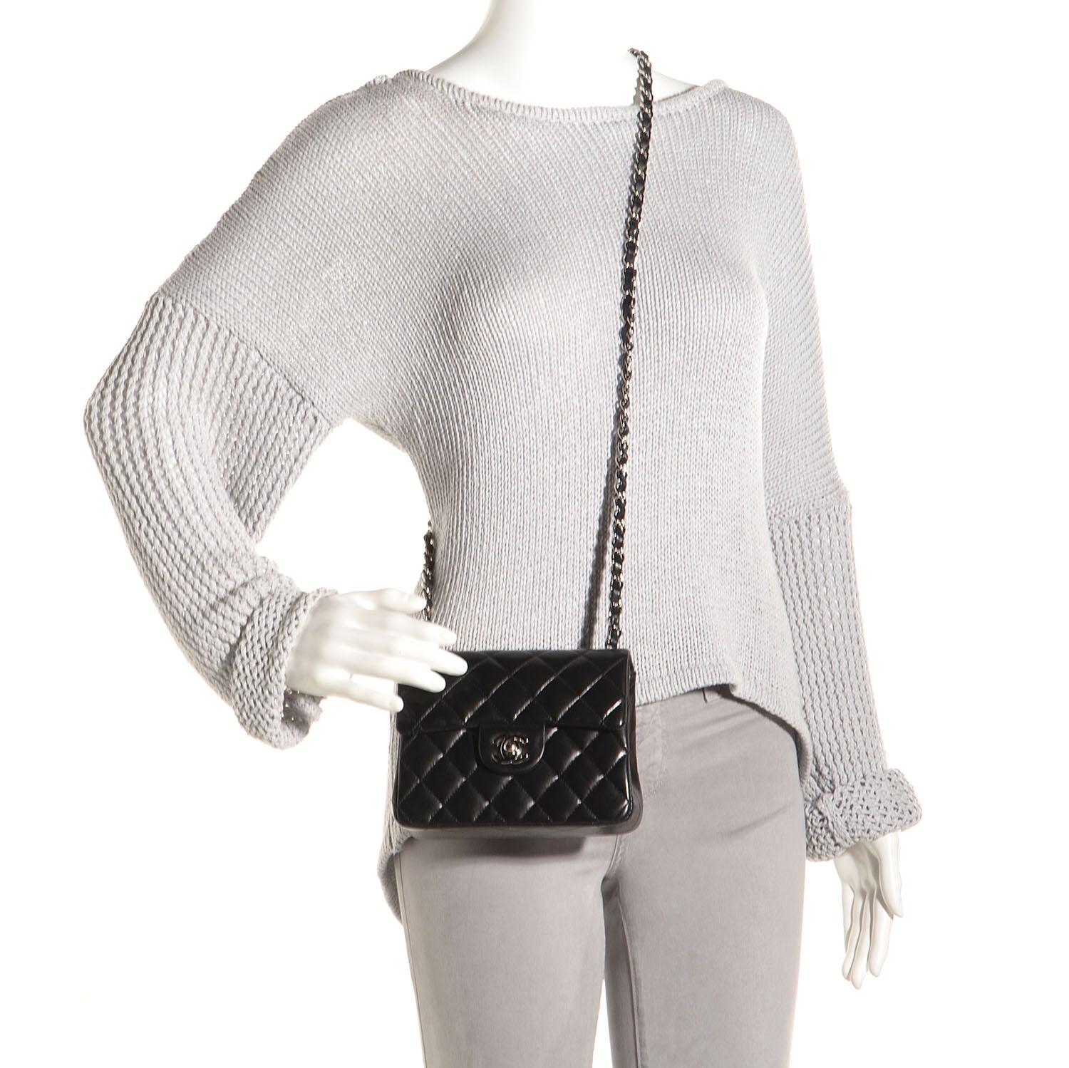 Chanel Lambskin Quilted Mini Square Flap Black 2 of 8