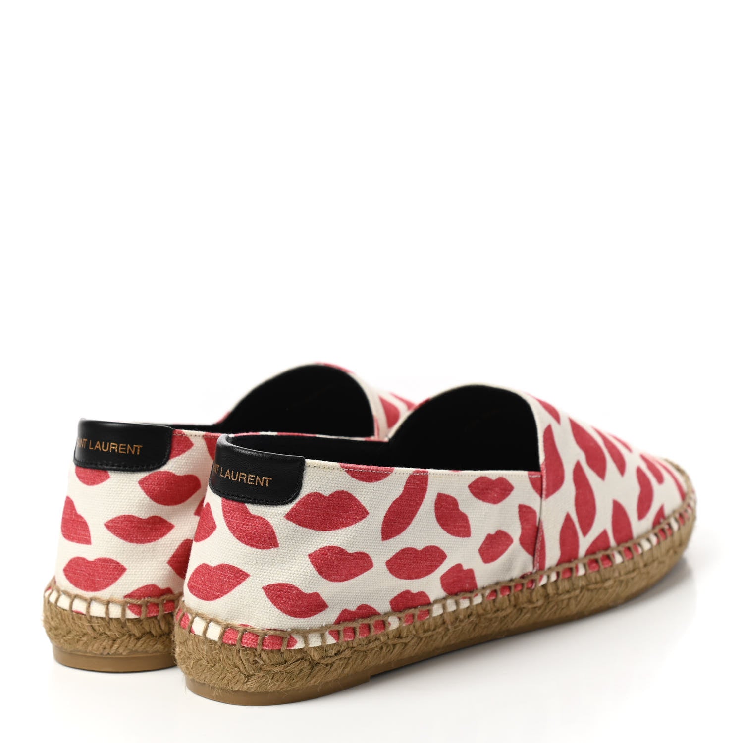 Saint Laurent Lip Print Canvas Espadrilles 39 Bianco Rosso Black 4 of 10