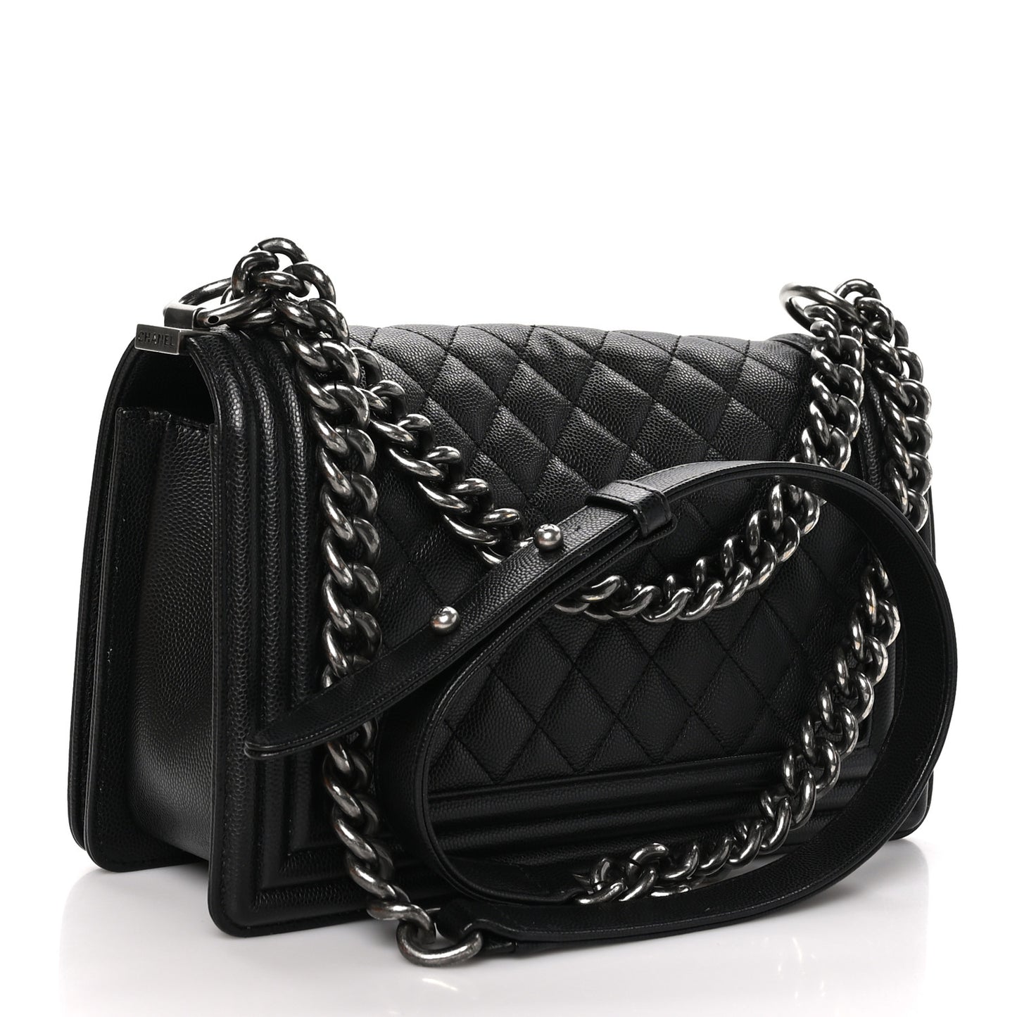 Caviar Quilted Medium Boy Flap Black