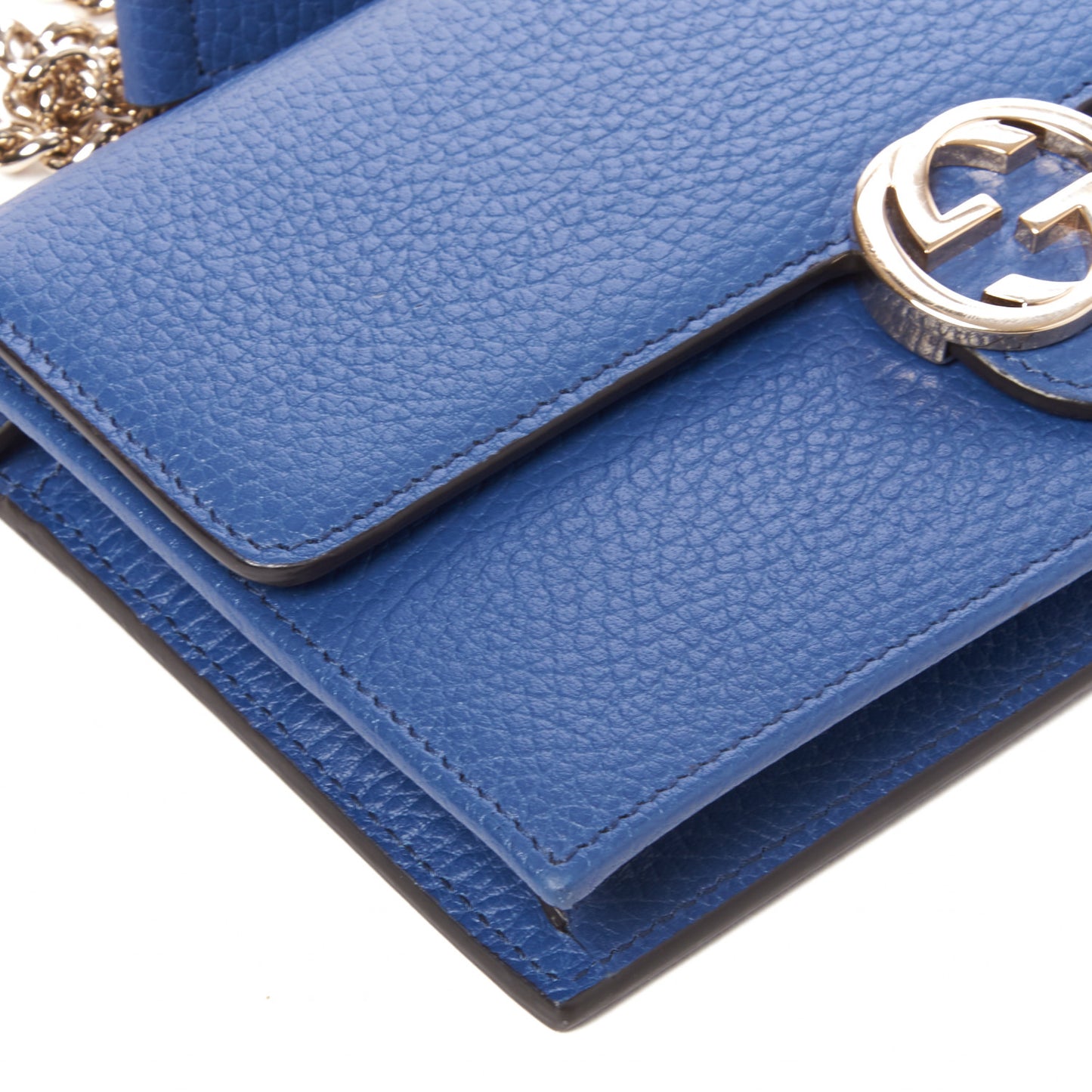 Dollar Calfskin Interlocking G Chain Wallet Caspian
