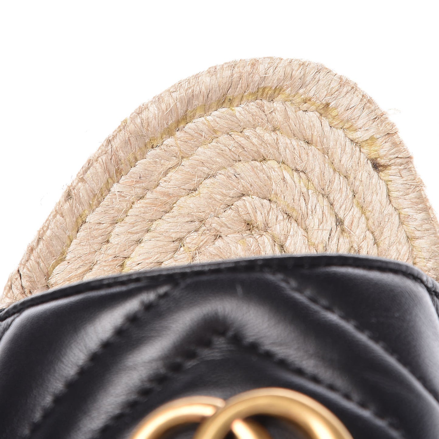 Nappa Matelasse GG Marmont Platform Espadrille Slide Sandals 36 Black