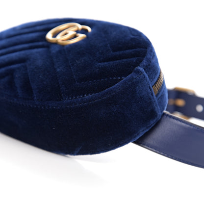 Gucci Velvet Matelasse GG Marmont Belt Bag 85 34 Cobalt Blue 8 of 9