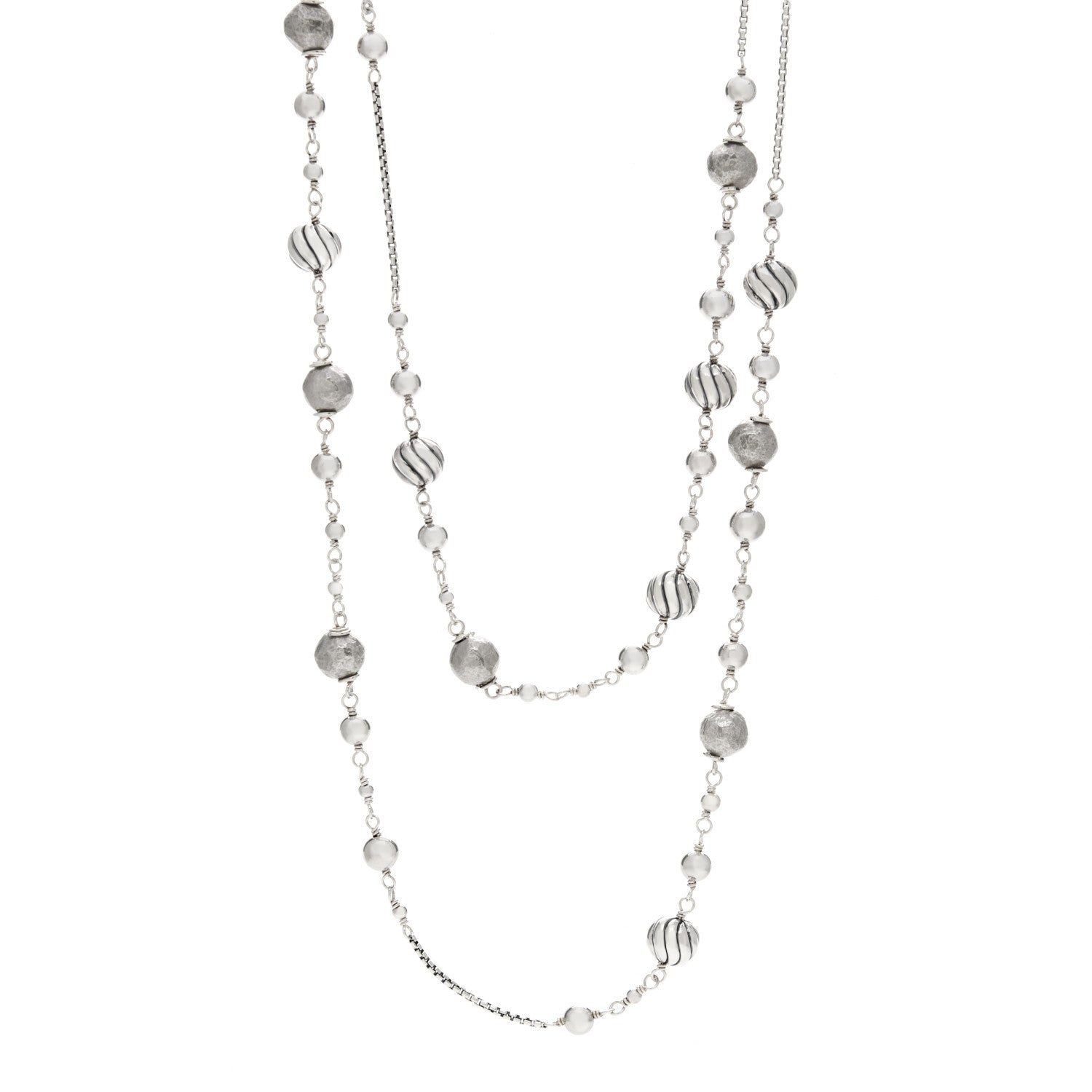 David Yurman Sterling Silver Quatrefoil Bead Chain Necklace 1 of 4