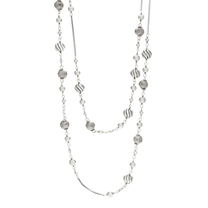 David Yurman Sterling Silver Quatrefoil Bead Chain Necklace 1 of 4