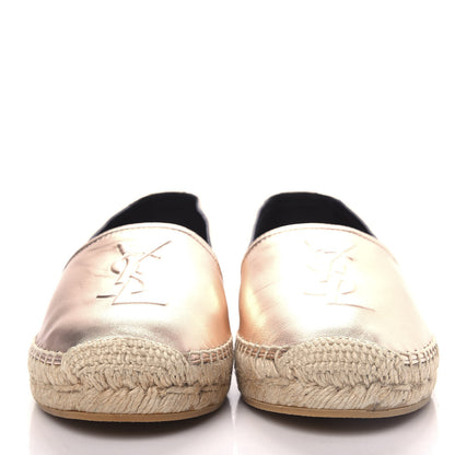 Saint Laurent Metallic Lambskin Monogram Espadrilles 36 Blush 2 of 9
