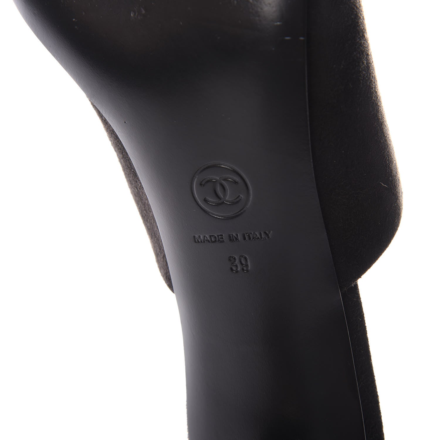 Chanel Kid Suede Logo Mules 39 Black 6 of 9