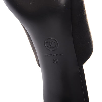 Chanel Kid Suede Logo Mules 39 Black 6 of 9