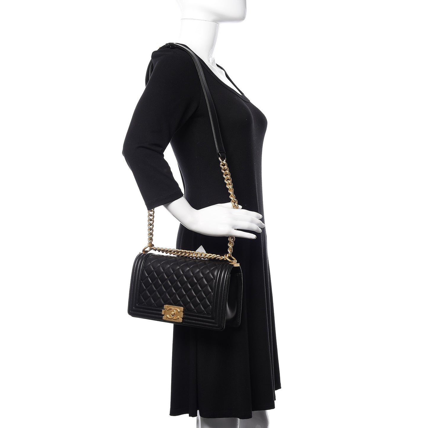 Lambskin Quilted Medium Boy Flap Black