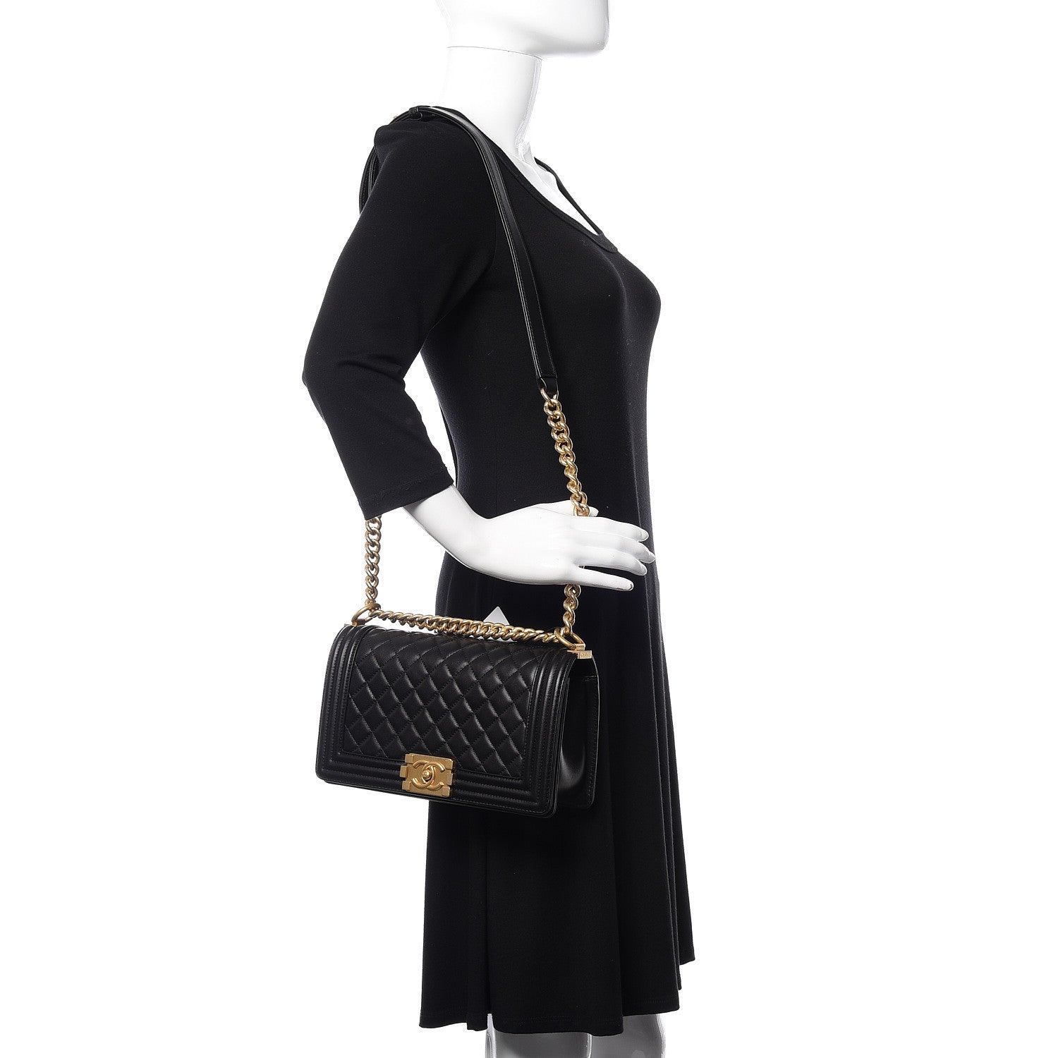 Chanel Lambskin Quilted Medium Boy Flap Black 2 of 10