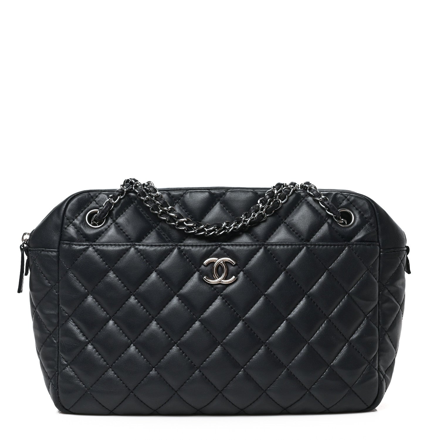 Chanel Lambskin Quilted Large Camera Case Navy Blue 1 of 8