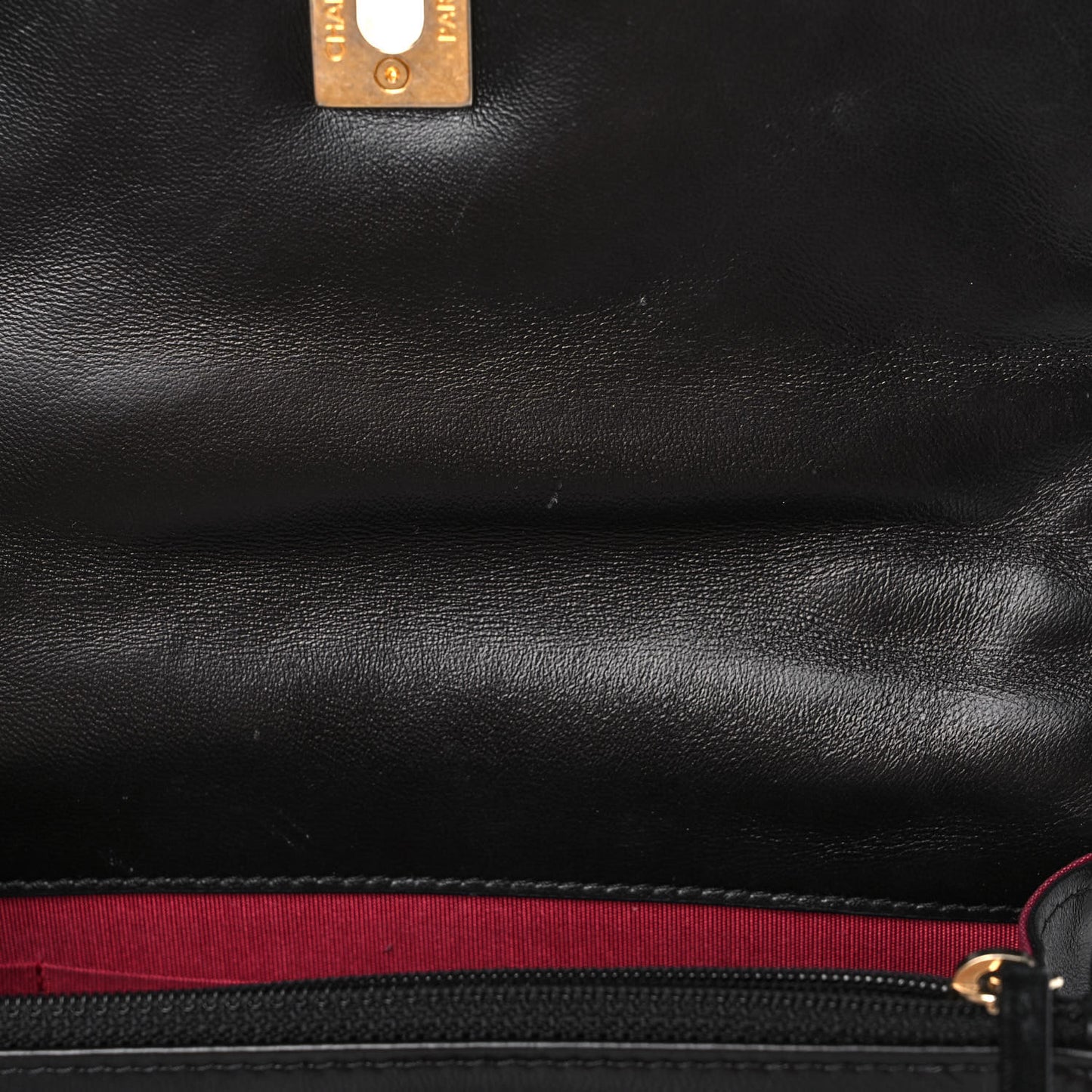 Shiny Lambskin Quilted Mini Flap Black