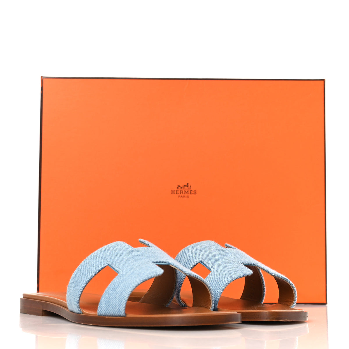 Hermes Denim Canvas Oran Sandals 37 Bleu Clair 9 of 9