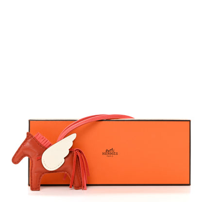 Hermes Milo Lambskin Grigri Rodeo Pegase Horse Bag Charm PM Cornaline Rose Texas White 6 of 6