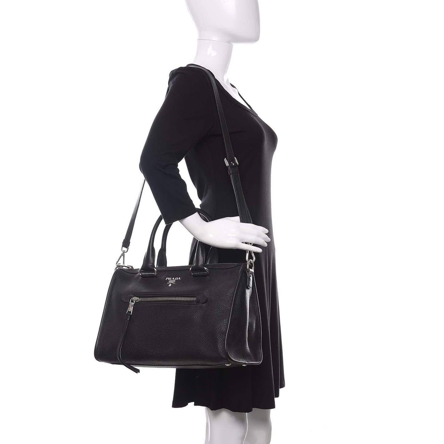 Vitello Daino Shopping Satchel Black