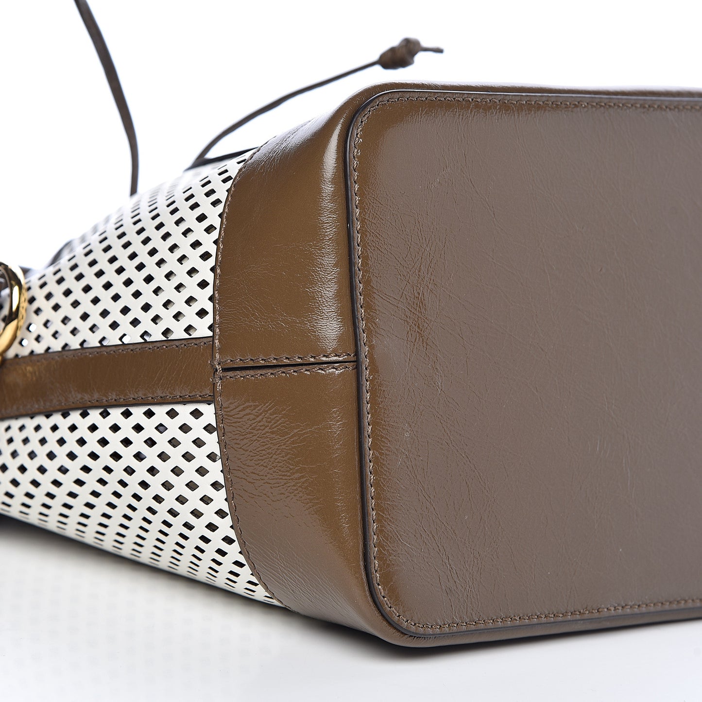 Vitello Liberty Glossy Lambskin F is Fendi Perforated Large Mon Tresor Bucket Bag White Ice Rust Maya