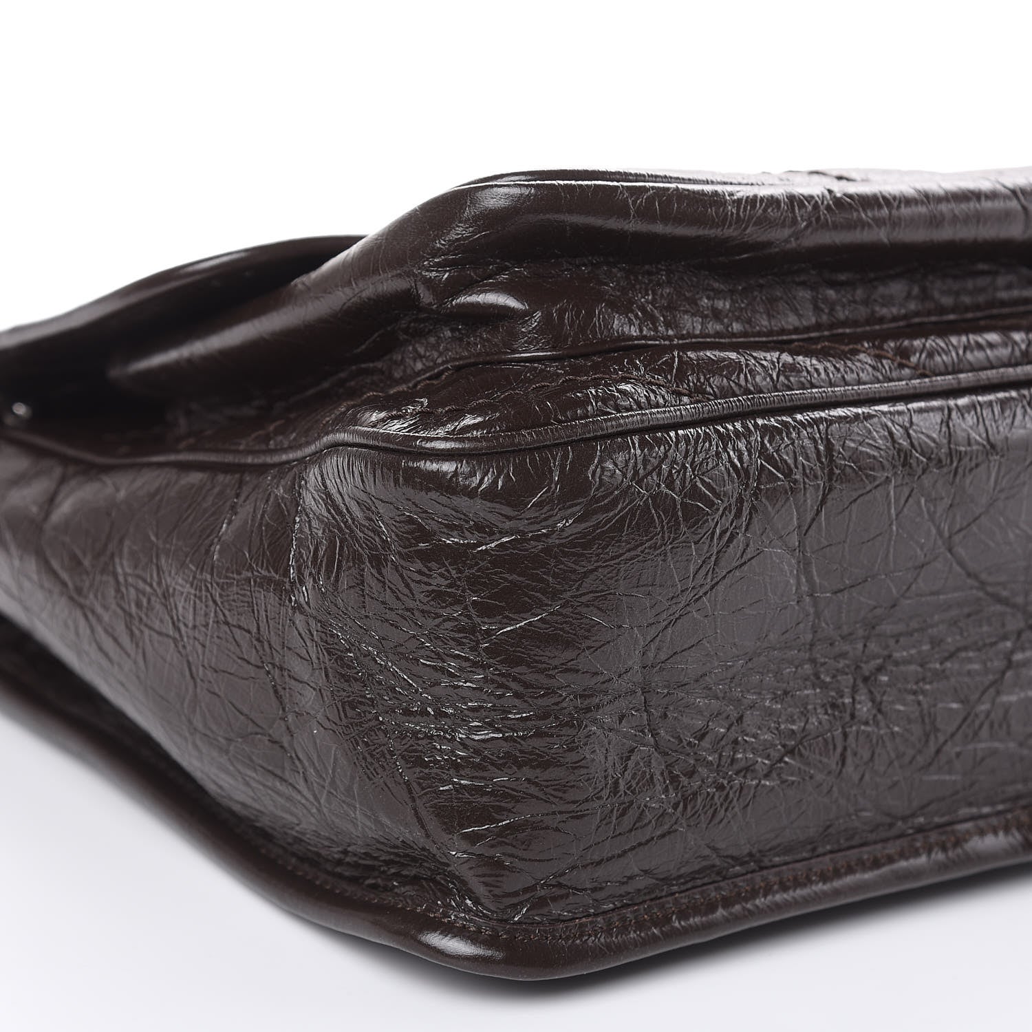 Saint Laurent Crinkled Calfskin Matelasse Monogram Medium Niki Chain Satchel Western Moka 8 of 9