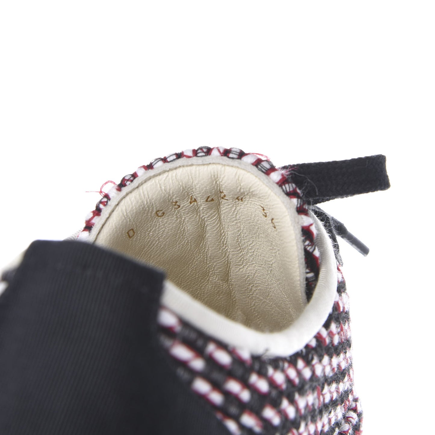 Tweed Grosgrain Lace Up Espadrilles 36 Red White Black