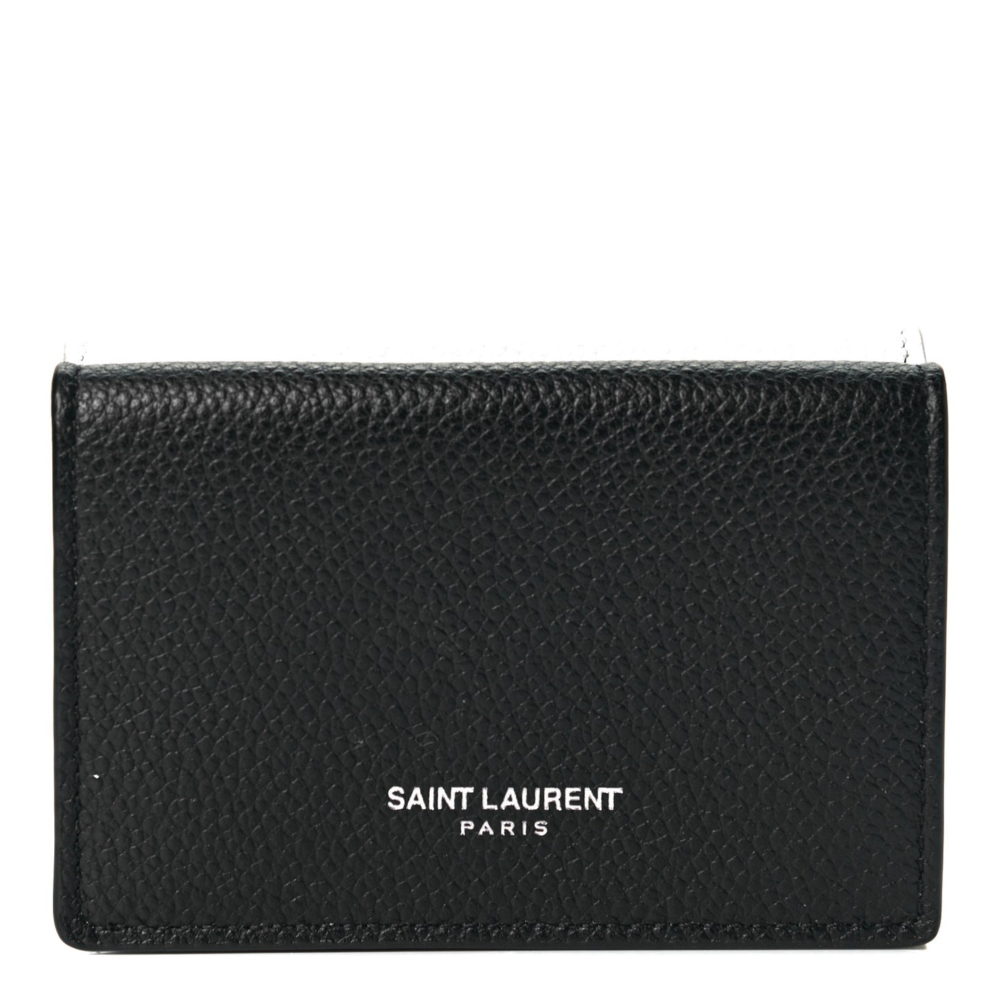 Grained Calfskin Paris Petite Compact Wallet White Black