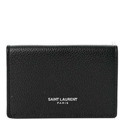 Saint Laurent Grained Calfskin Paris Petite Compact Wallet White Black 1 of 7