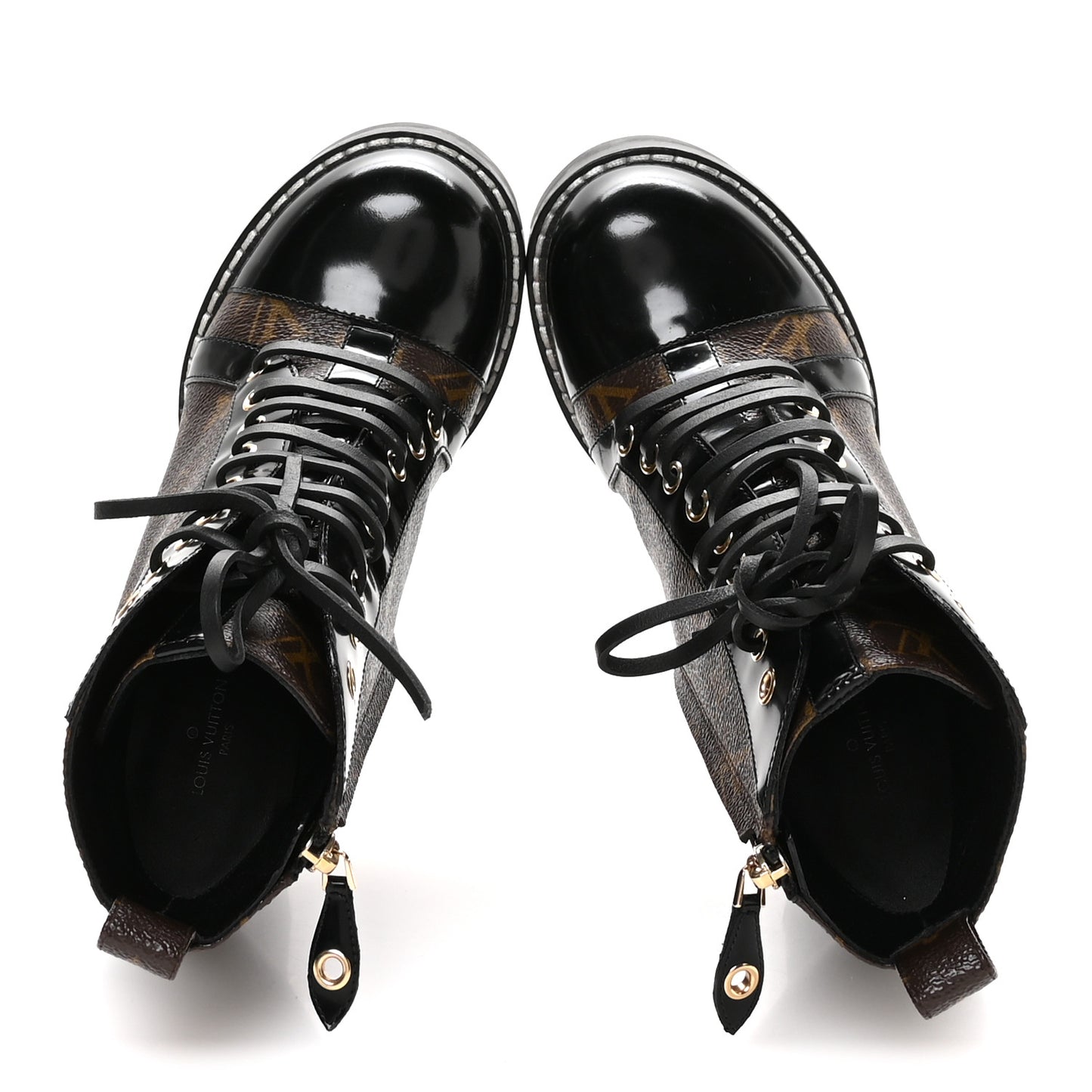 Patent Calfskin Monogram Star Trail Ankle Boots 37.5 Black