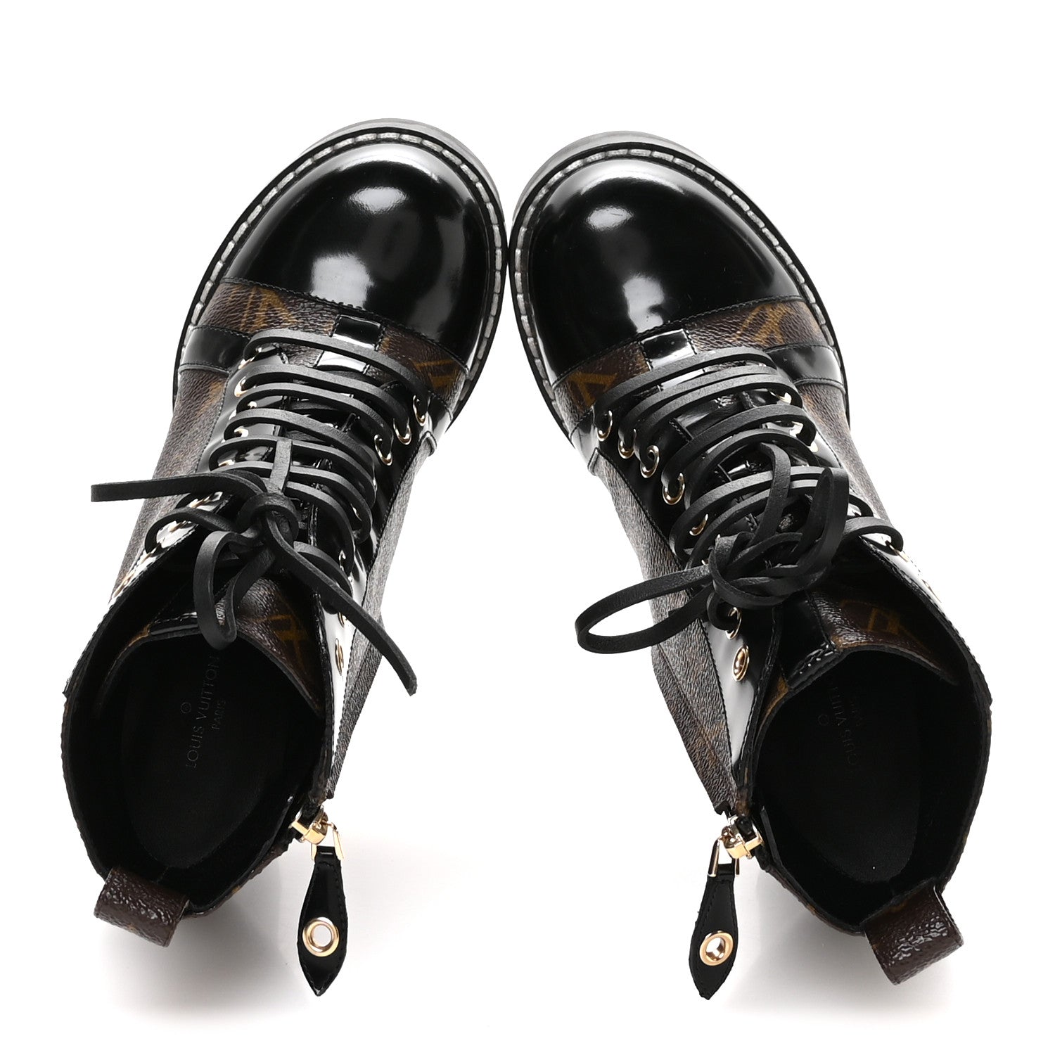 Louis Vuitton Patent Calfskin Monogram Star Trail Ankle Boots 37.5 Black 2 of 7