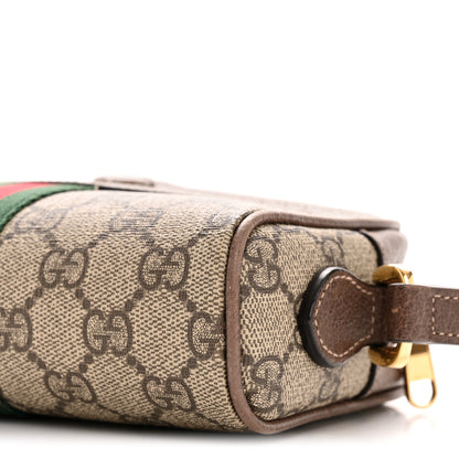 Gucci GG Supreme Monogram Web Mini Ophidia Shoulder Bag Brown 9 of 12