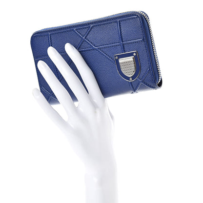 Christian Dior Grained Calfskin Cannage Medium Diorama Voyageur Wallet Blue 2 of 10