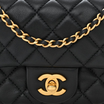 Chanel Lambskin Quilted Mini Rectangular Pearl Crush Flap Black 8 of 11