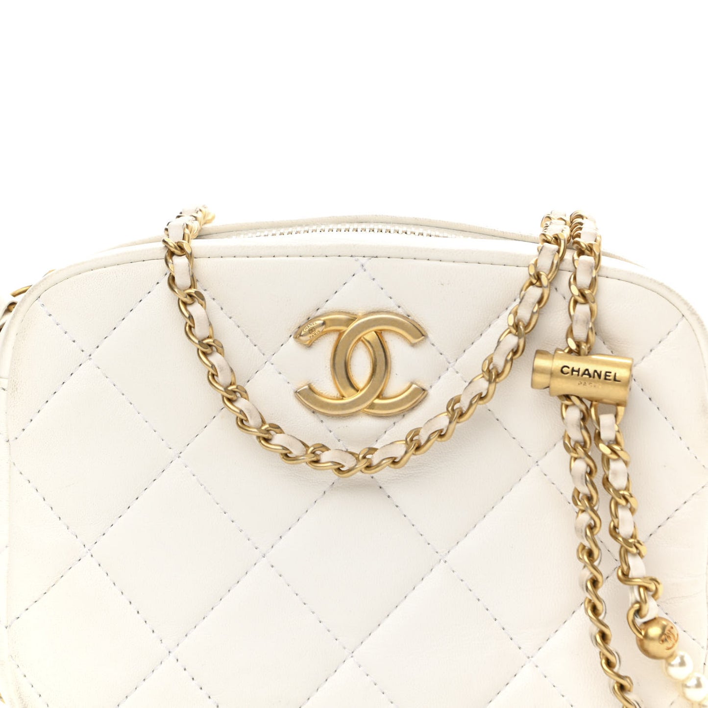 Lambskin Quilted Mini My Perfect Camera Case White