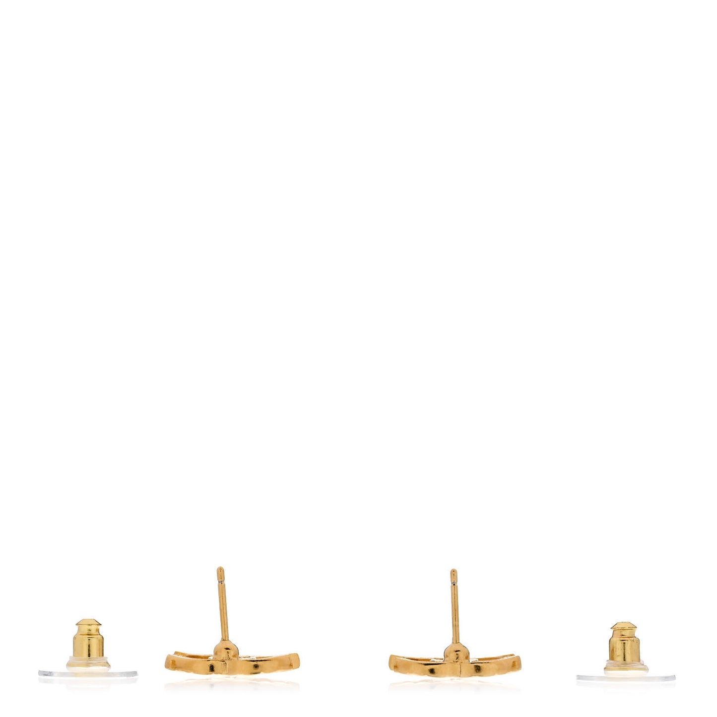 Metal Textured CC Earrings Gold