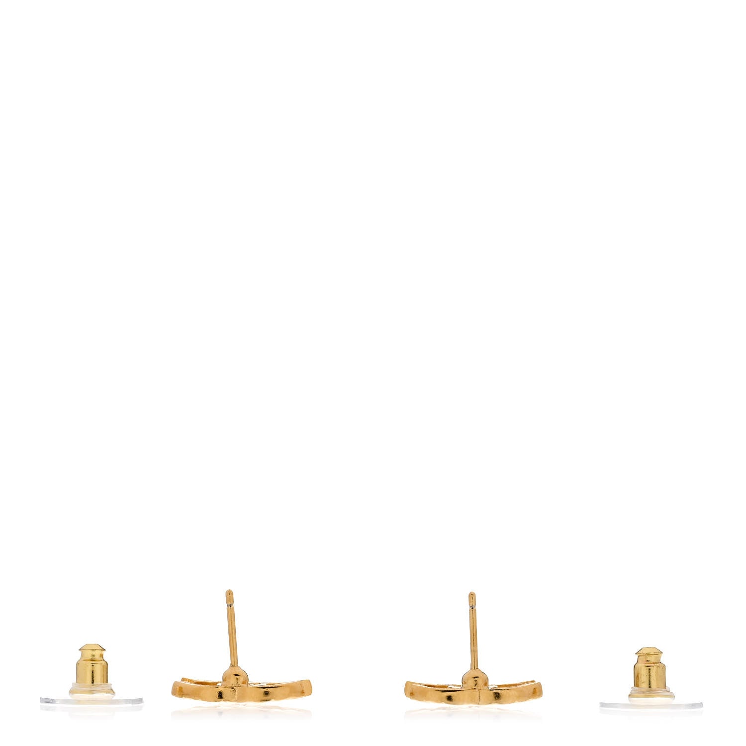 Chanel Metal Textured CC Earrings Gold 3 of 5