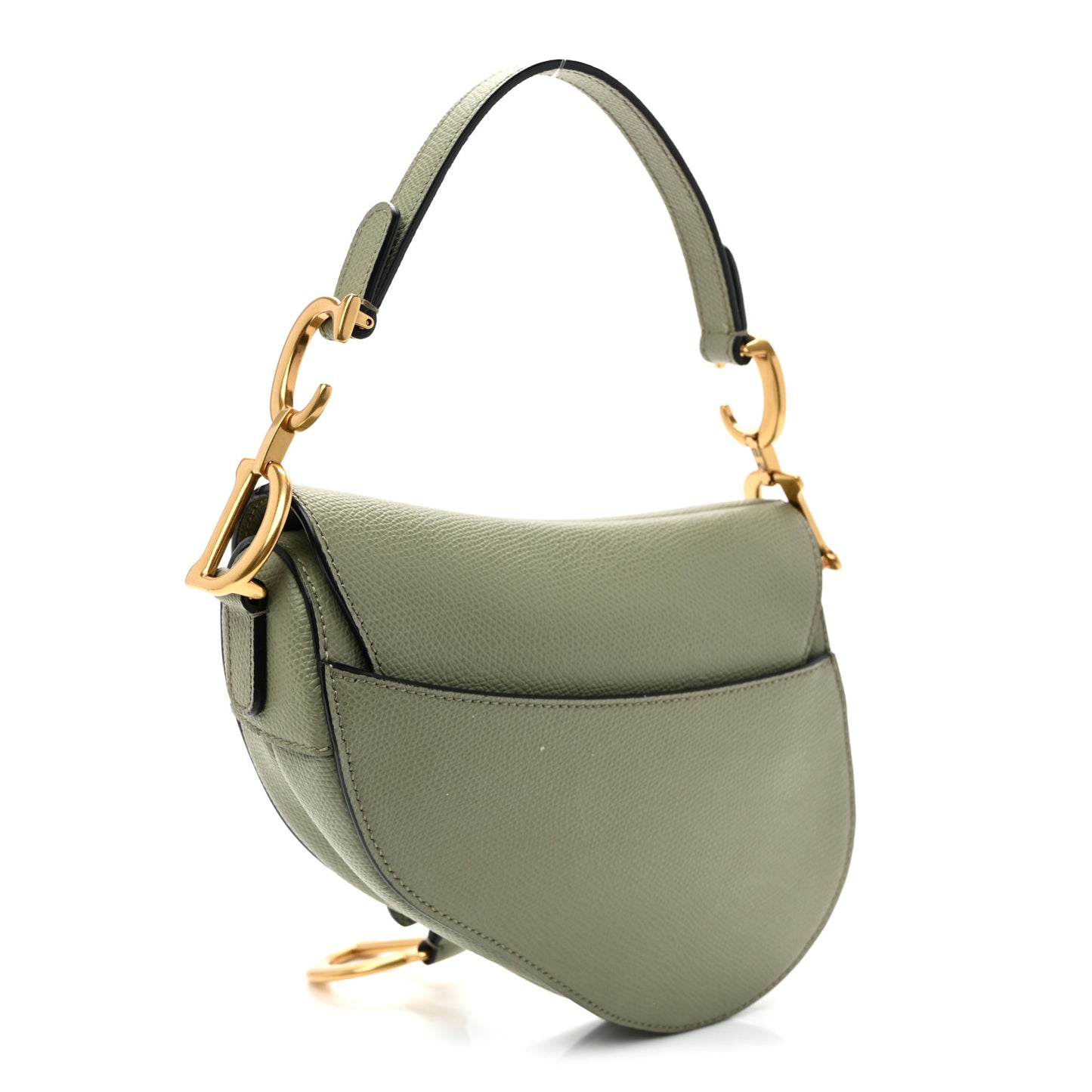 Grained Calfskin Mini Saddle Bag Sage Green