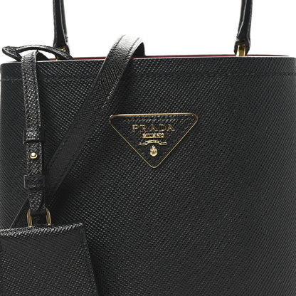 Prada Saffiano Cuir Small Panier Bucket Bag Black Fuoco 7 of 9