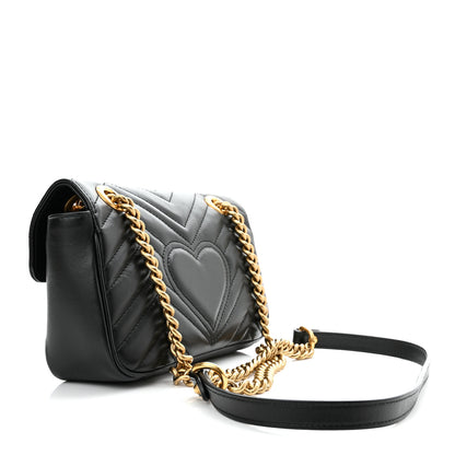 Gucci Calfskin Matelasse Mini GG Marmont Shoulder Bag Black 3 of 11