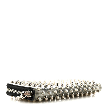 Christian Louboutin Metallic Patent Panettone Spiked Zip Around Wallet Silver 4 of 12