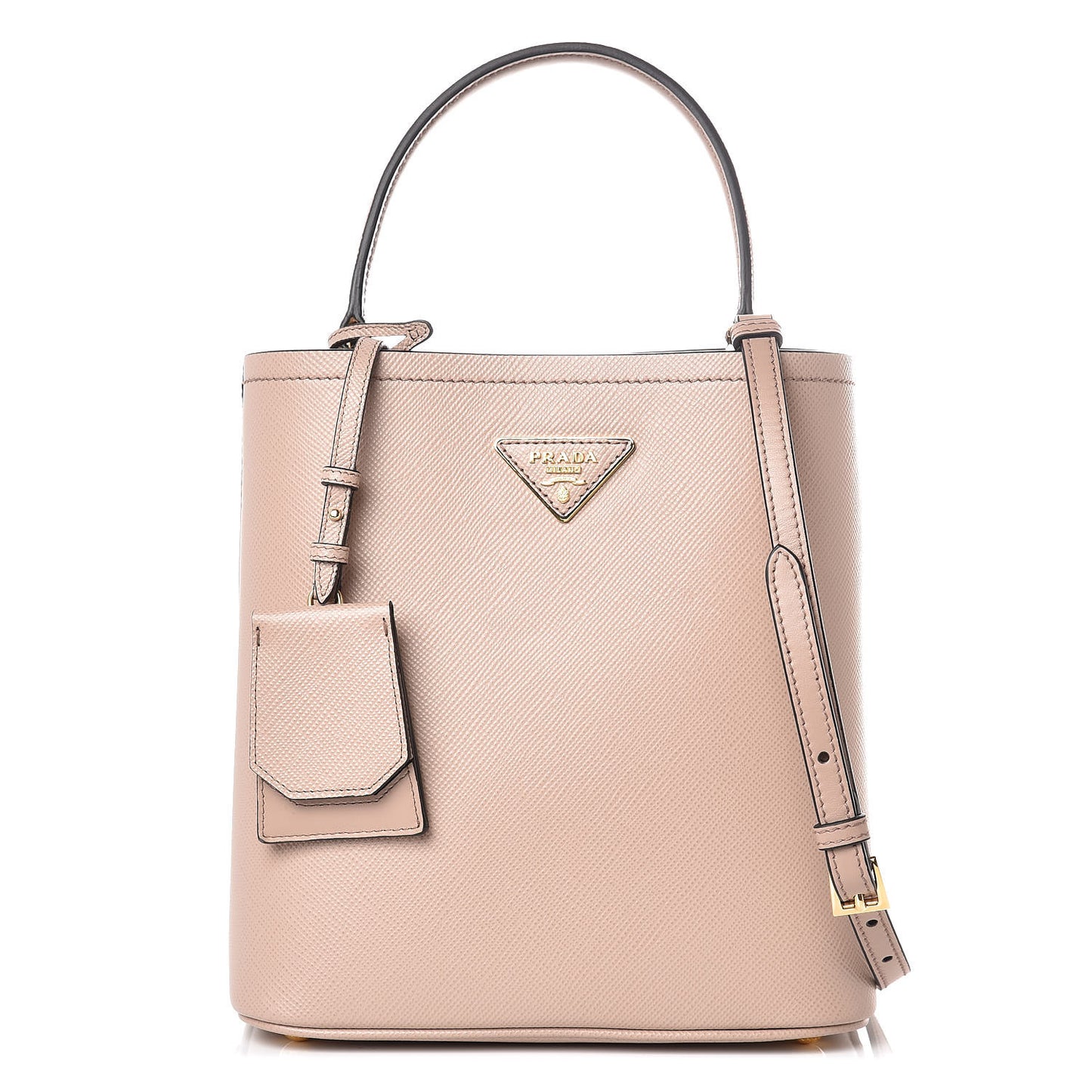 Saffiano Cuir Medium Panier Bucket Bag Cipria Black