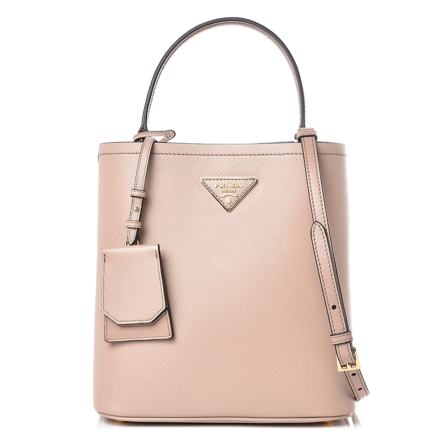 Prada Saffiano Cuir Medium Panier Bucket Bag Cipria Black 1 of 8