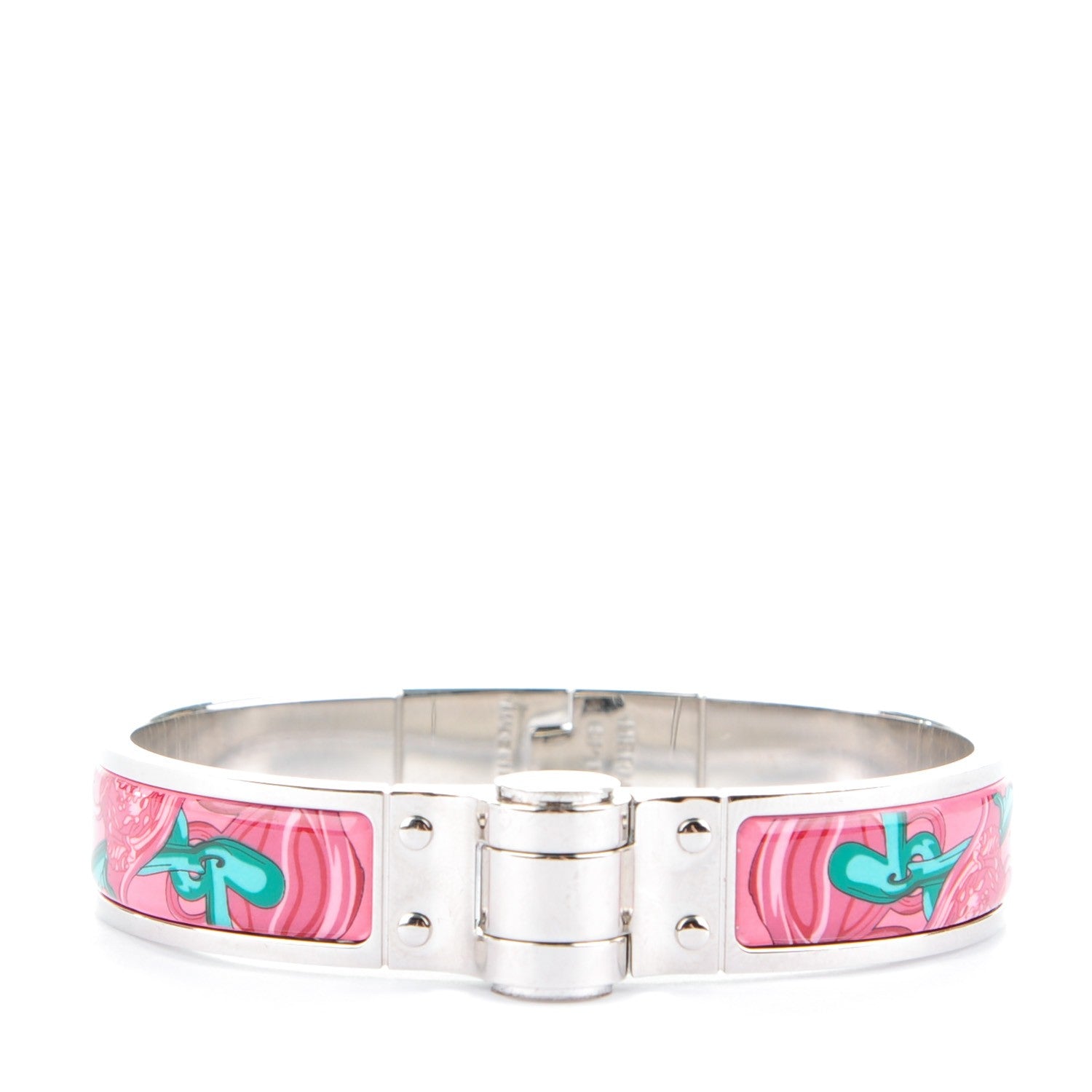 Hermes Enamel Printed Narrow Brides De Gala Hinged Bracelet S 1 of 5