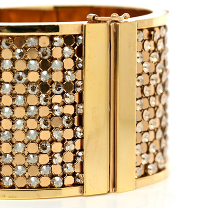 Christian Dior Metal Crystal Wide CD Cuff Bracelet Gold 5 of 6