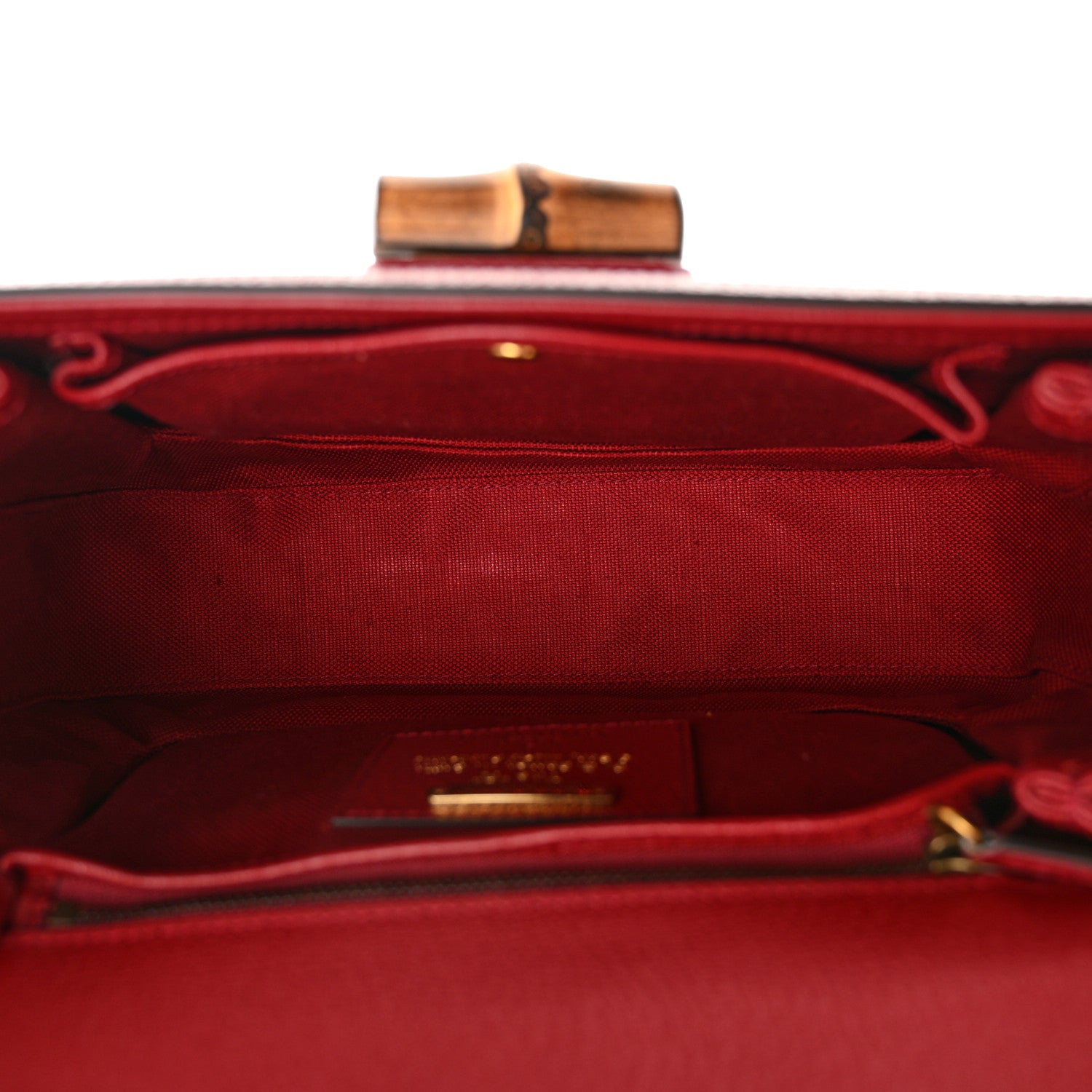 Gucci Canvas Calfskin 100 Centennial Music Medium Bamboo 1947 Top Handle Bag Ivory Red 5 of 10