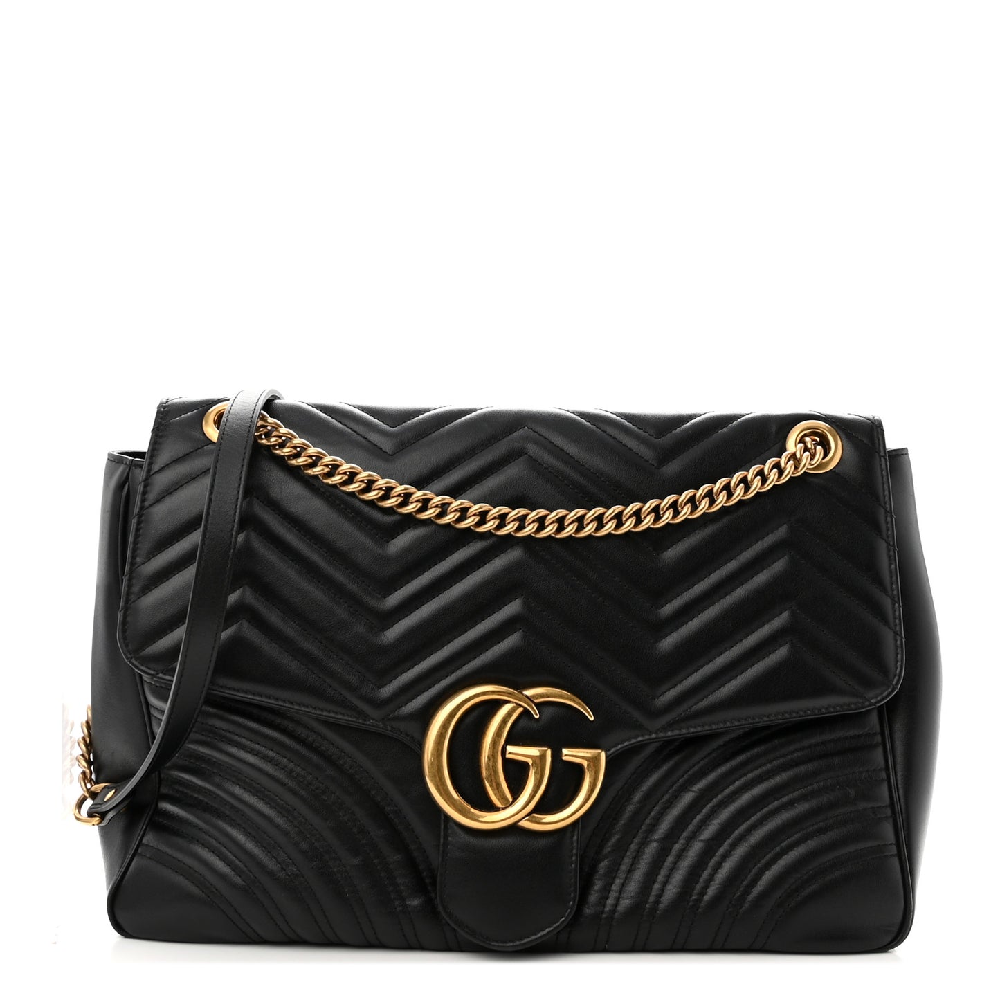 Calfskin Matelasse Large GG Marmont Shoulder Bag Black