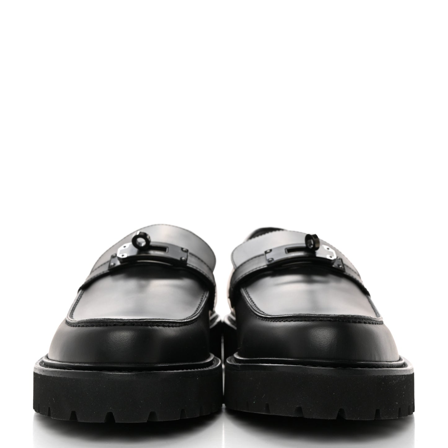Glazed Calfskin Mens Icone Loafers 43 Black