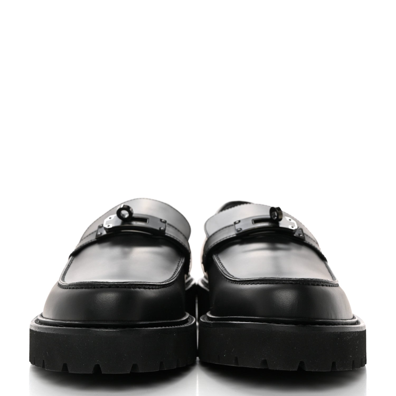 Hermes Glazed Calfskin Mens Icone Loafers 43 Black 2 of 8