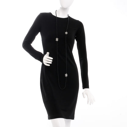 Chanel Baguette Crystal Beaded CC Long Necklace Black Silver 2 of 10