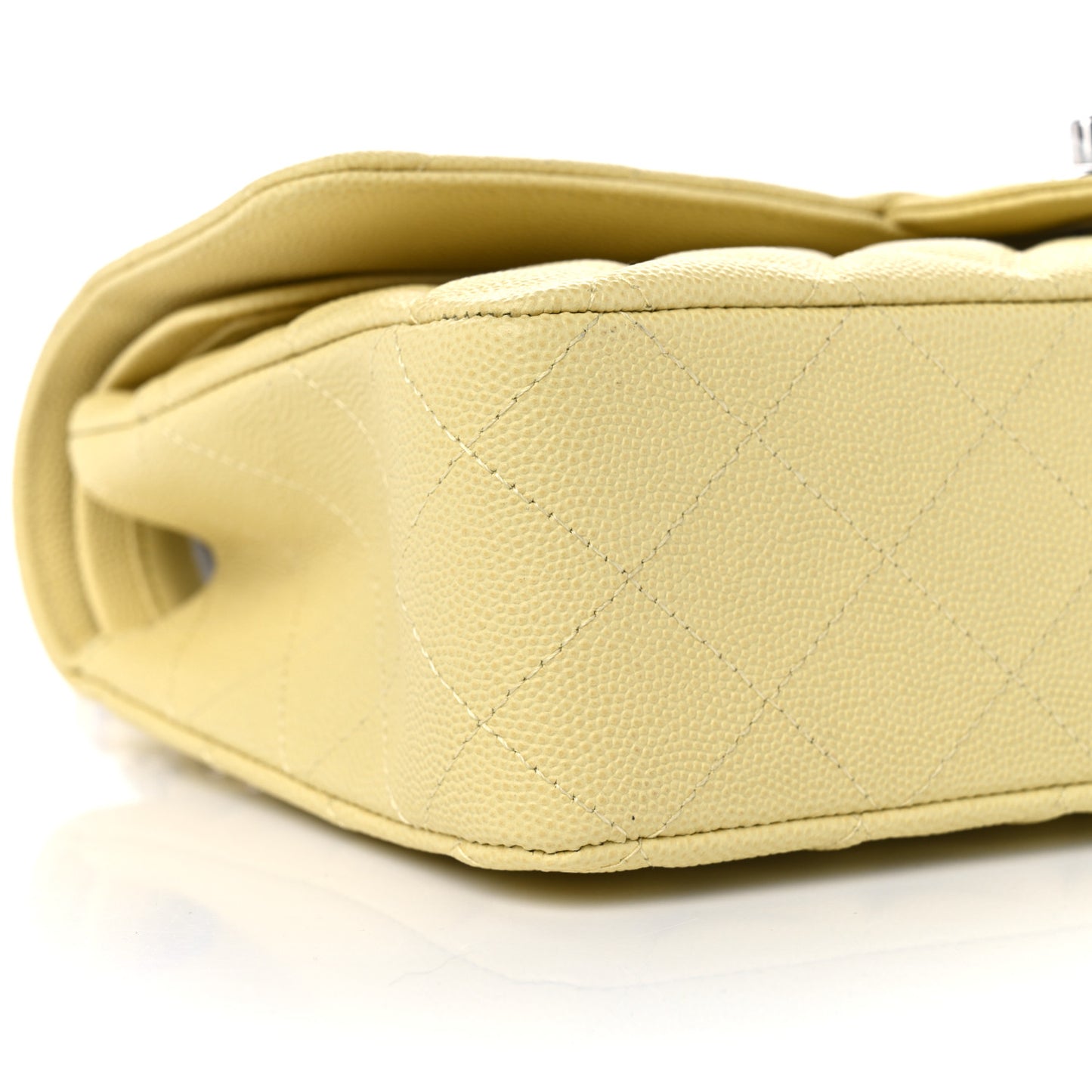 Caviar Quilted Medium Double Flap Light Yellow