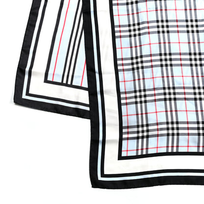 Burberry Silk Monogram Icon Stripe Check Print Scarf Pale Blue 3 of 4