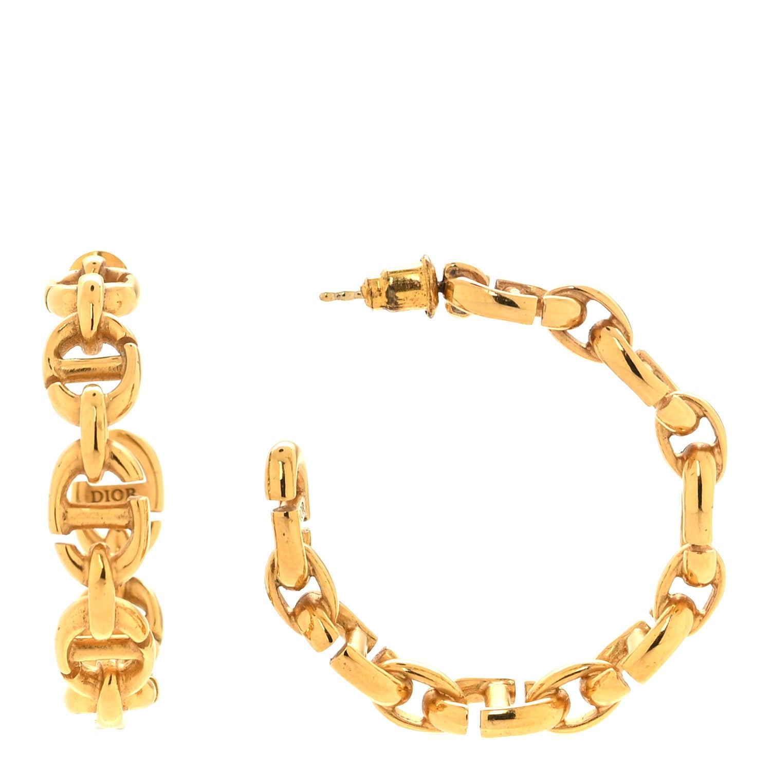 Christian Dior Metal Hoop Earrings Aged Gold 1 of 4