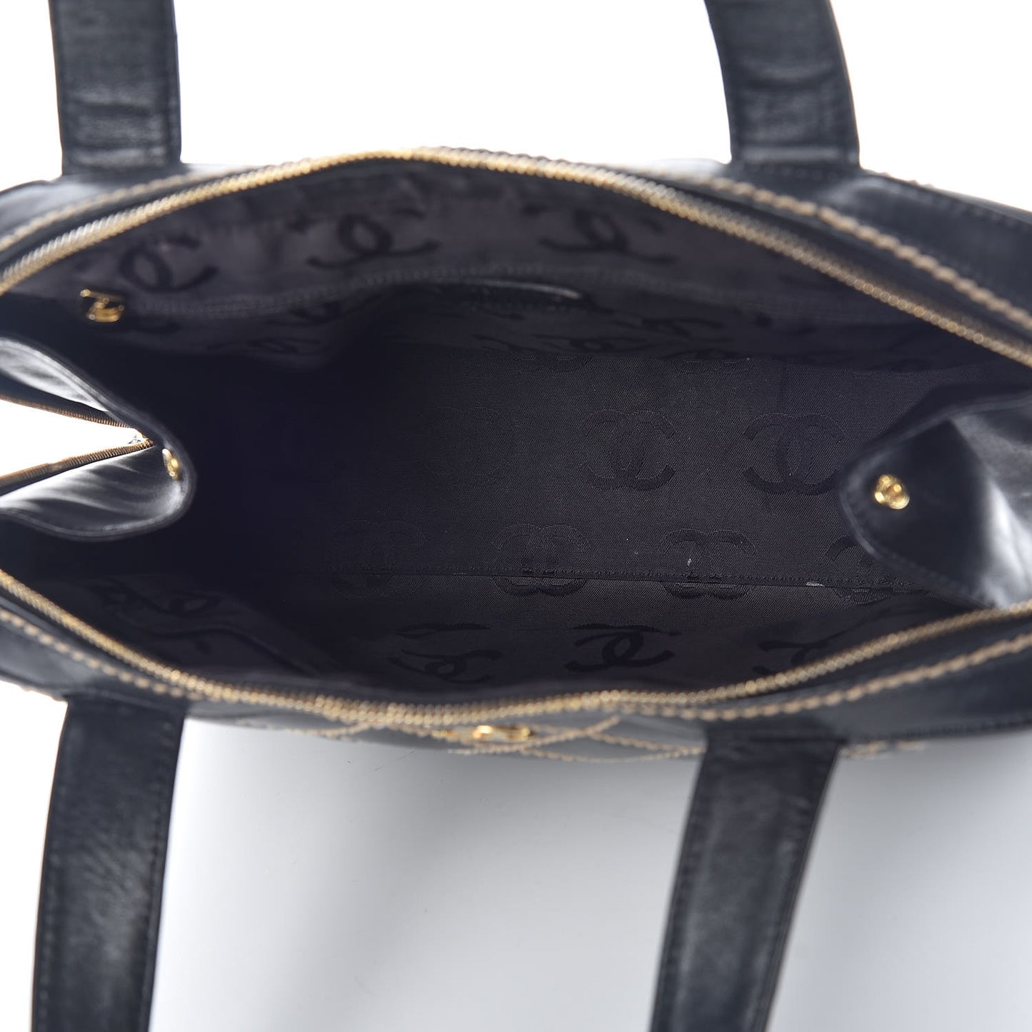 Calfskin Wild Stitch Top Handle Bag Black